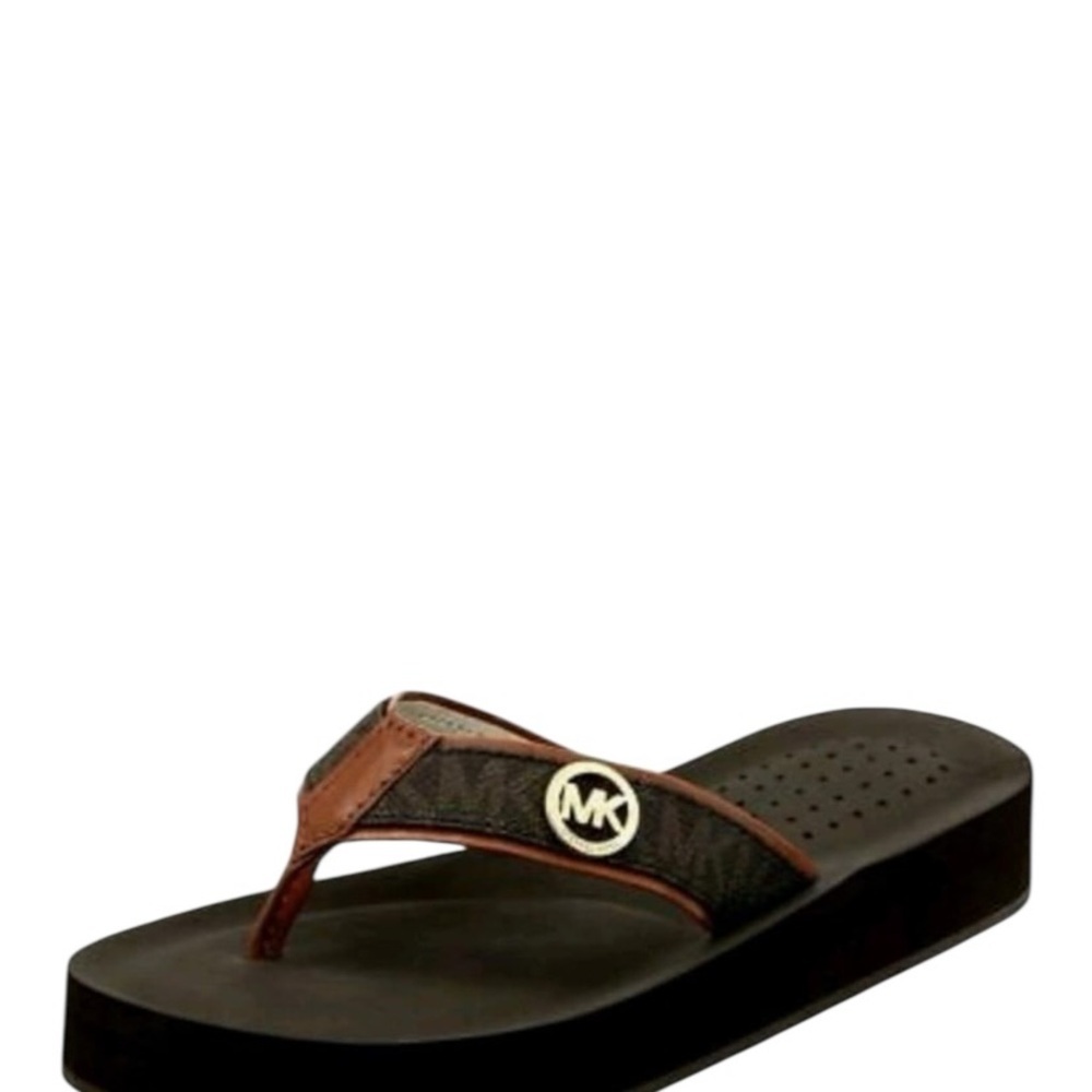 Michael Kors Brown and Black Platform Thong Sandals